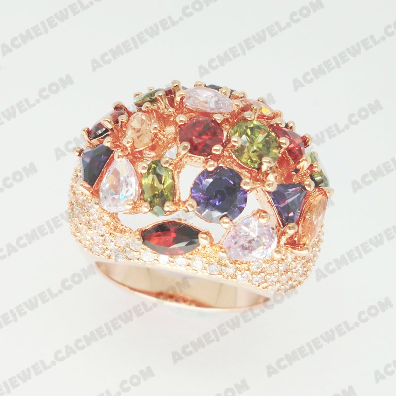 Rings Brass shiny Rose gold plating