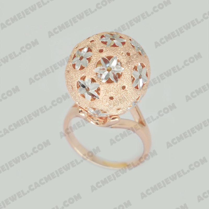 Rings Brass sparkling / pattern engraving / shiny 3-tone(rose gold  plating(sparkling finishing) / rhodium  plating(pattern engraving) / rose gold plating)