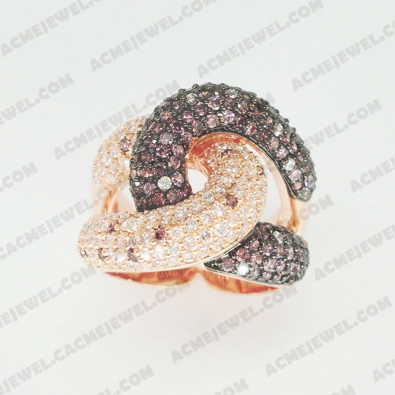 Rings Brass shiny Rose gold plating +black plating 