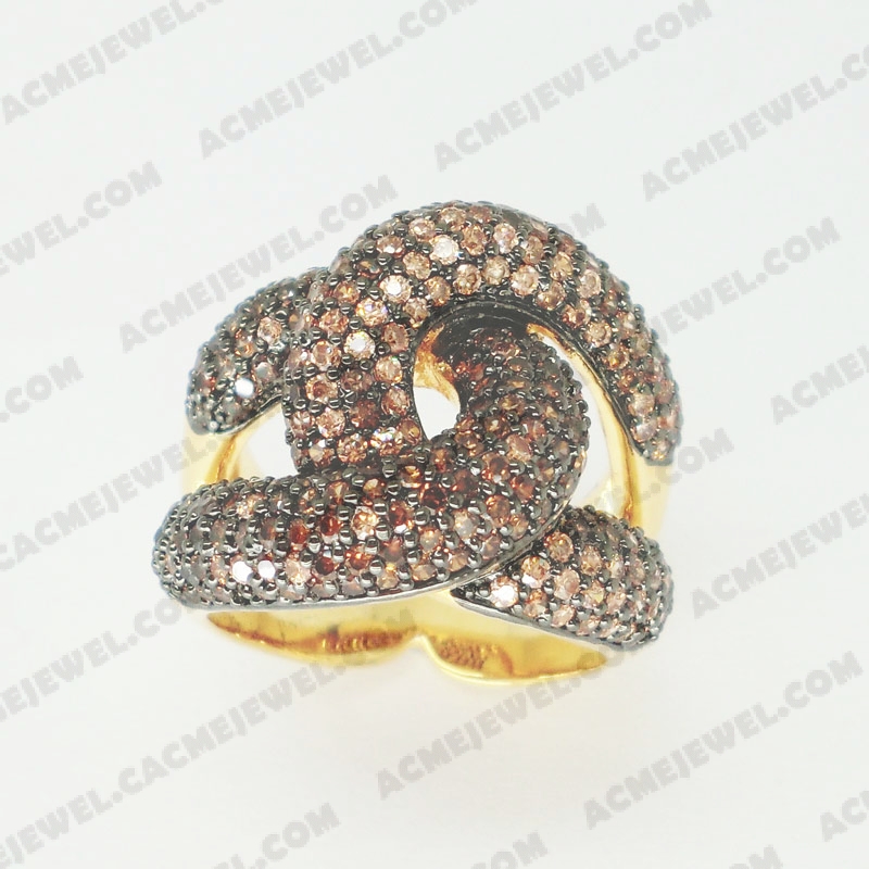 Rings Brass shiny 2-tome(black rhodium/gold plating)