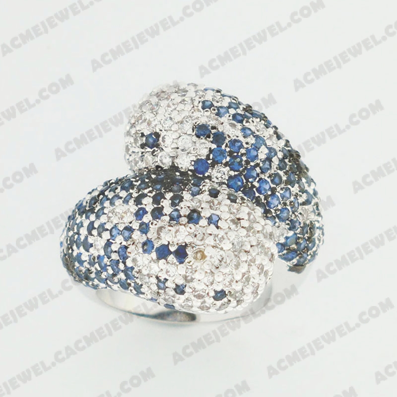 Rings Brass shiny 2-tone(rhodium /black rhodium plating)
