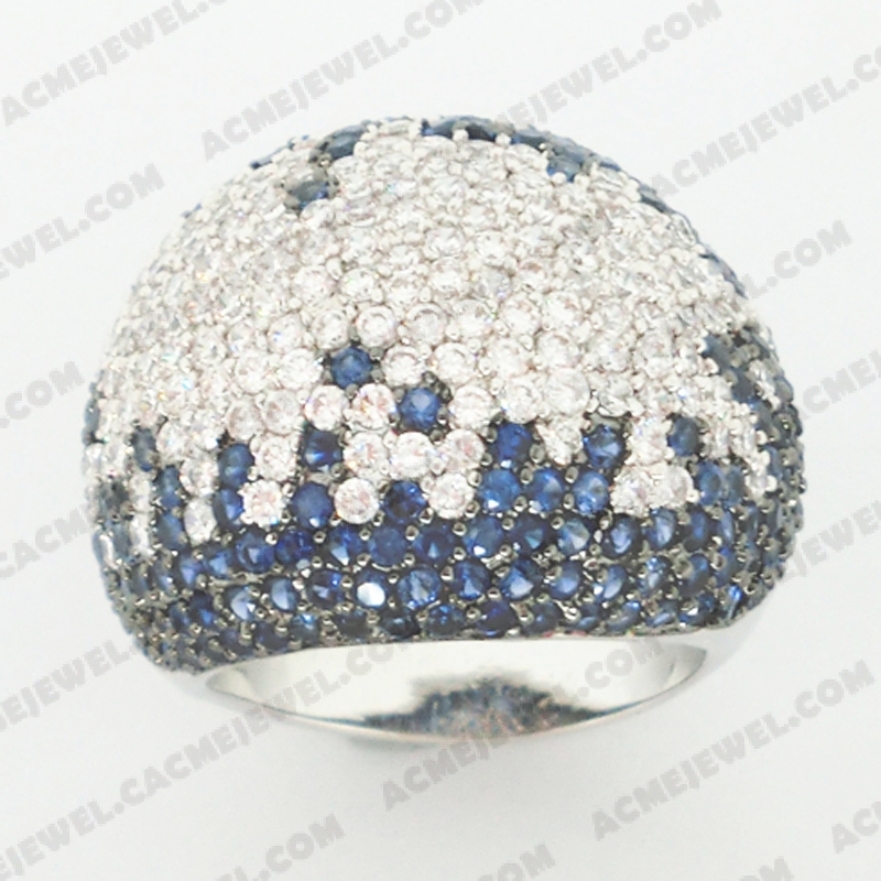 Rings Brass shiny 2-tone(rhodium /black rhodium plating)