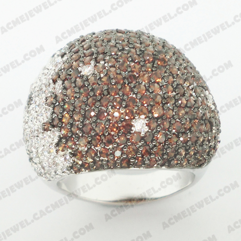 Rings Brass shiny 2-tone(rhodium /black rhodium plating)