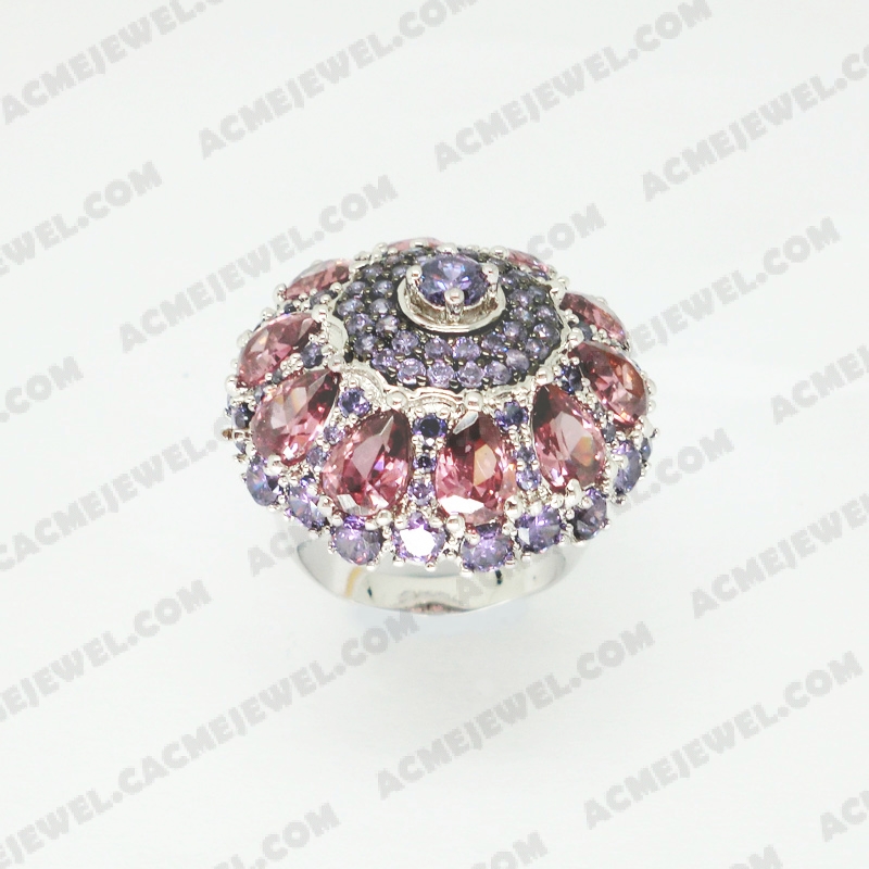 Rings Brass shiny 2-tone( black rhodium/rhodium plating)