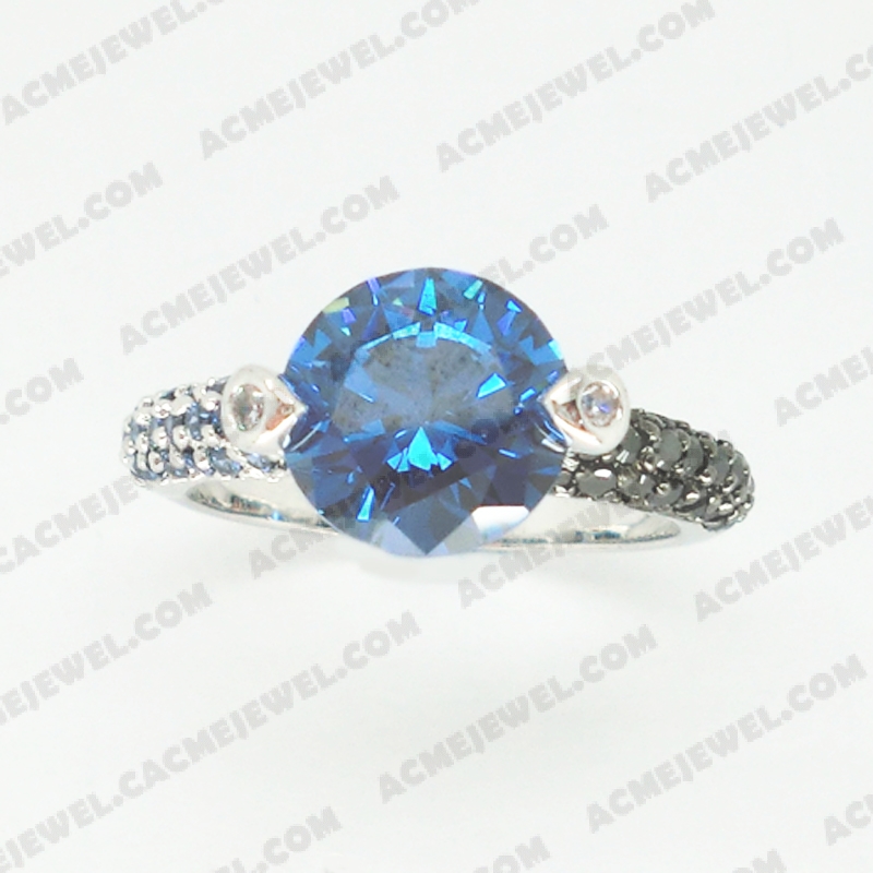 Rings Brass shiny 2-tone(rhodium /black rhodium plating)