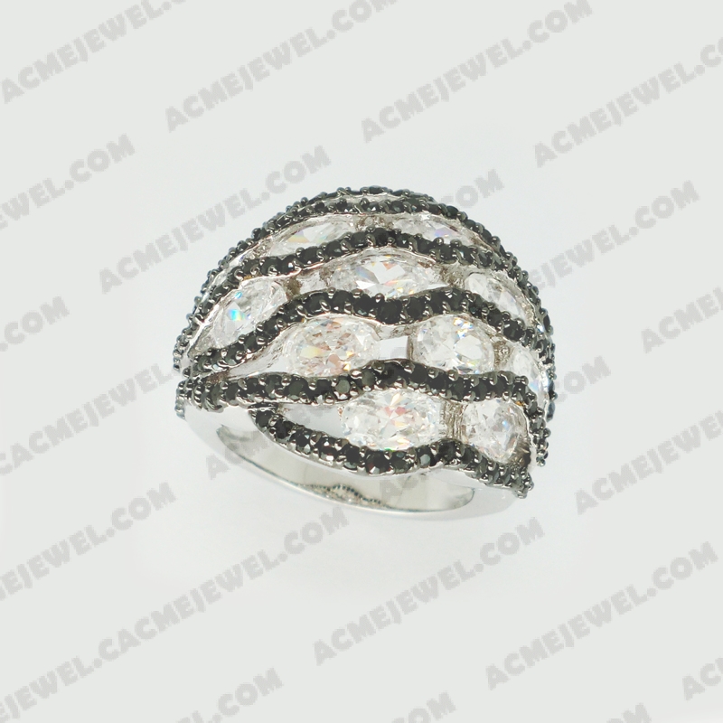 Rings Brass shiny 2-tone(black rhodium/rhodium plating)