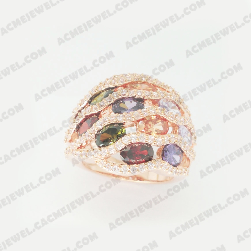 Rings Brass shiny Rose gold plating