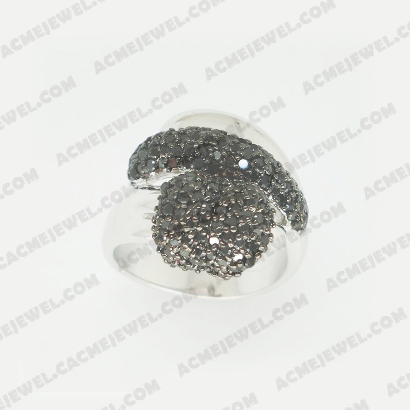 Rings Brass shiny 2-tone(rhodium /black rhodium plating)