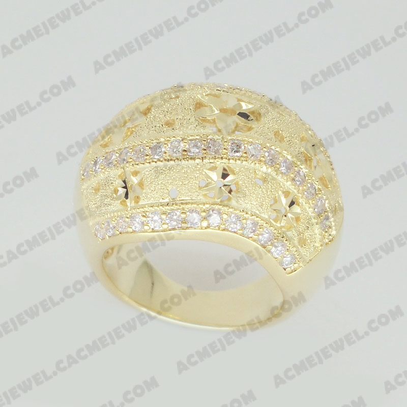 Rings Brass matt / sparkling / pattern engraving / shiny 4-Tone(matt gold  plating +sparkling fininshing+pattern engraving +gold platring)