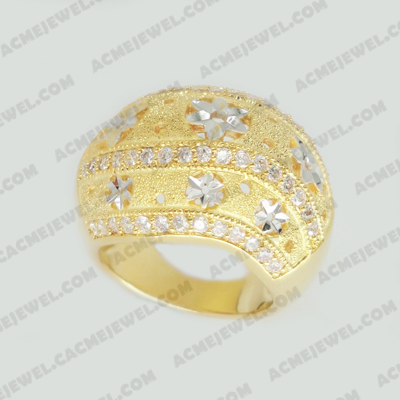 Rings Brass sparkling / pattern engraving / shiny 3-tone(gold  plating(sparkling finishing) / rhodium plating(pattern engraving) / gold plating)