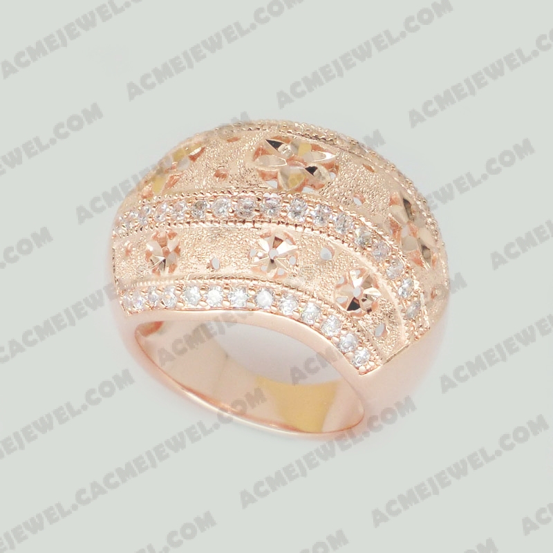 Rings Brass sparkling / pattern engraving / shiny 3-tone(rose gold  plating(sparkling finishing) / rose  plating(pattern engraving) / rose gold plating)