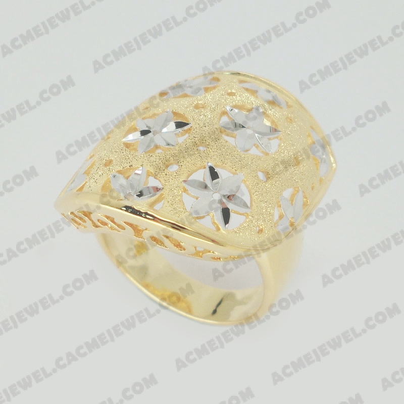 Rings Brass sparkling / pattern engraving / shiny 3-tone(gold  plating(sparkling finishing) / rhodium plating(pattern engraving) / gold plating)