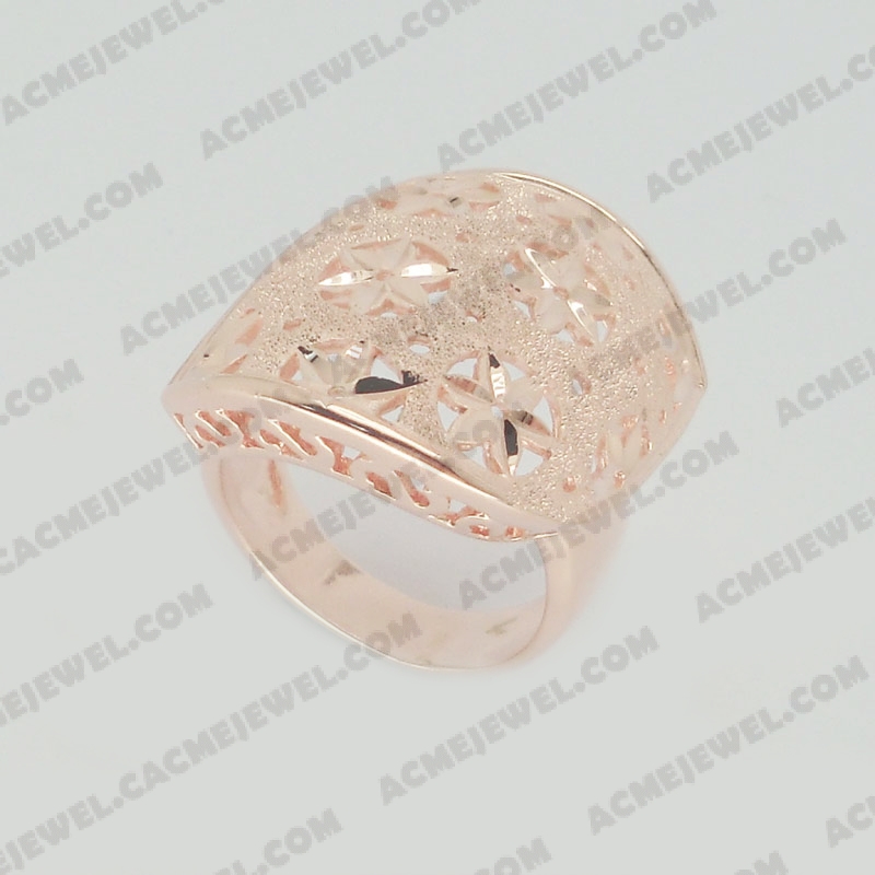 Rings Brass sparkling / pattern engraving / shiny 3-tone(rose gold  plating(sparkling finishing) / rose  plating(pattern engraving) / rose gold plating)