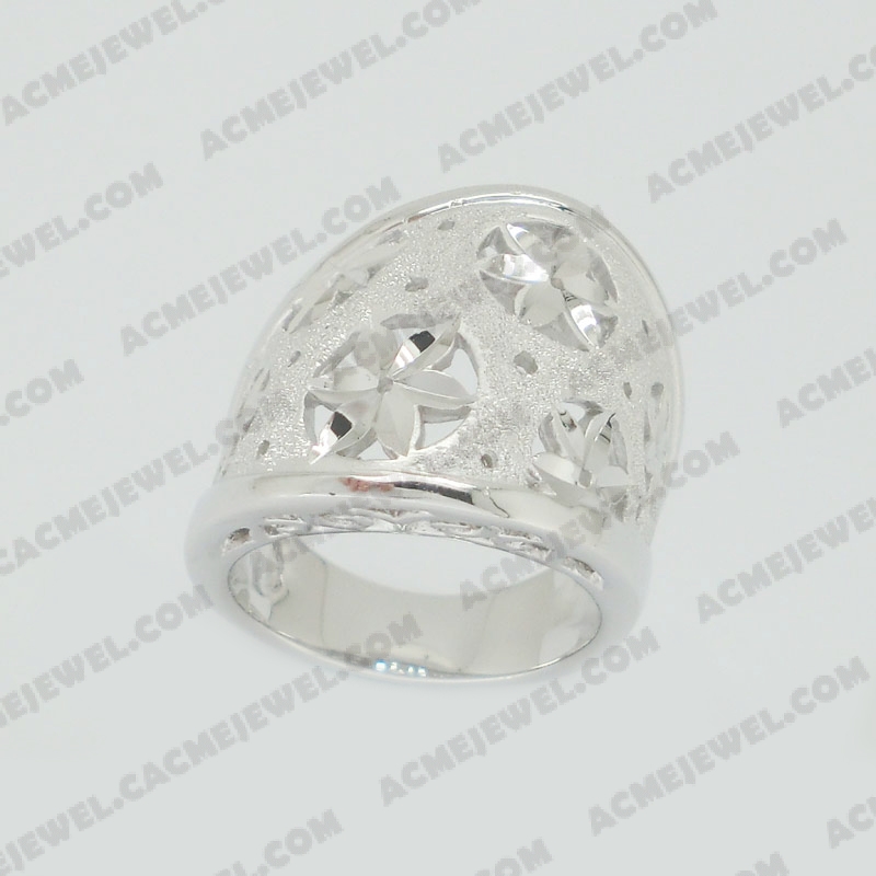 Rings Brass matt / sparkling / pattern engraving / shiny 4-Tone(matt rhodium plating +sparkling fininshing+pattern engraving +rhodium platring)