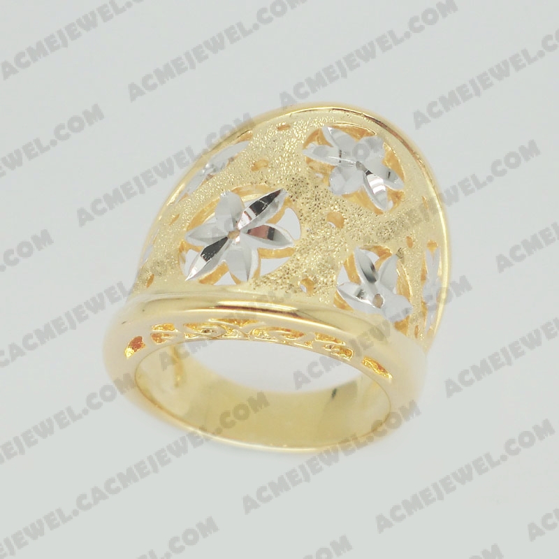 Rings Brass sparkling / pattern engraving / shiny 3-tone(gold  plating(sparkling finishing) / rhodium plating(pattern engraving) / gold plating)