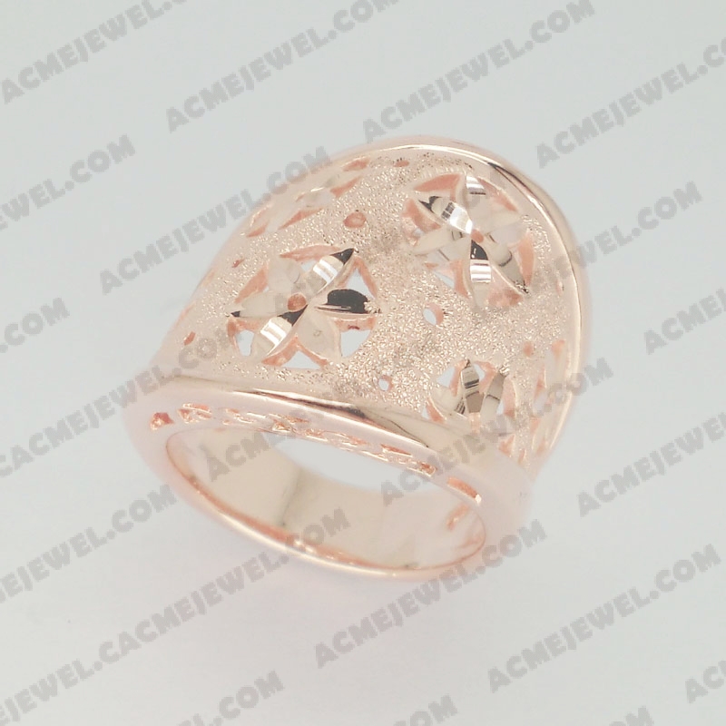 Rings Brass sparkling / pattern engraving / shiny 3-tone(rose gold  plating(sparkling finishing) / rose  plating(pattern engraving) / rose gold plating)