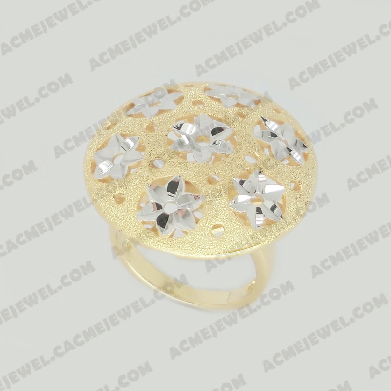 Rings Brass sparkling / pattern engraving / shiny 3-tone(gold  plating(sparkling finishing) / rhodium plating(pattern engraving) / gold plating)