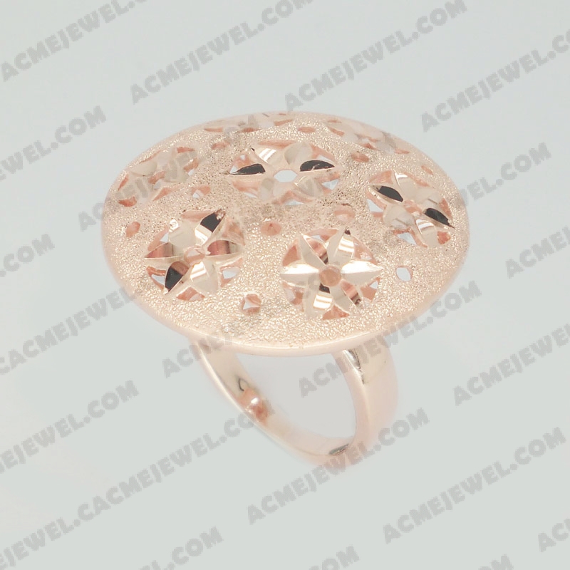 Rings Brass sparkling / pattern engraving / shiny 3-tone(rose gold  plating(sparkling finishing) / rose  plating(pattern engraving) / rose gold plating)