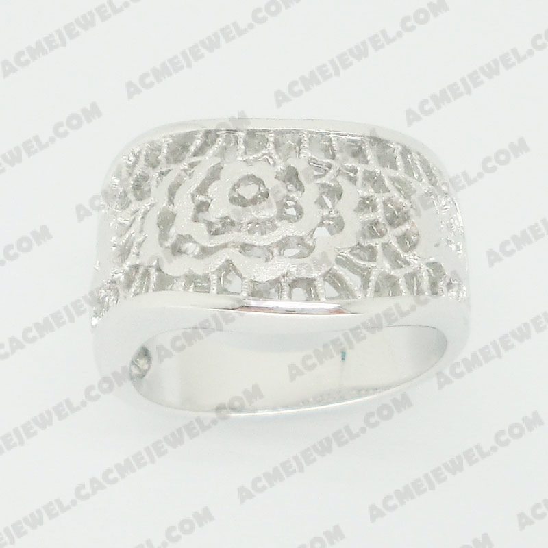 Rings Brass shiny / sand 2-tone(rhodium plating/rhodium plating(sand finishing))