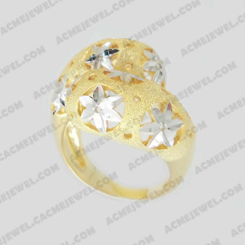 Rings Brass sparkling / pattern engraving / shiny 3-tone(gold  plating(sparkling finishing) / rhodium plating(pattern engraving) / gold plating)
