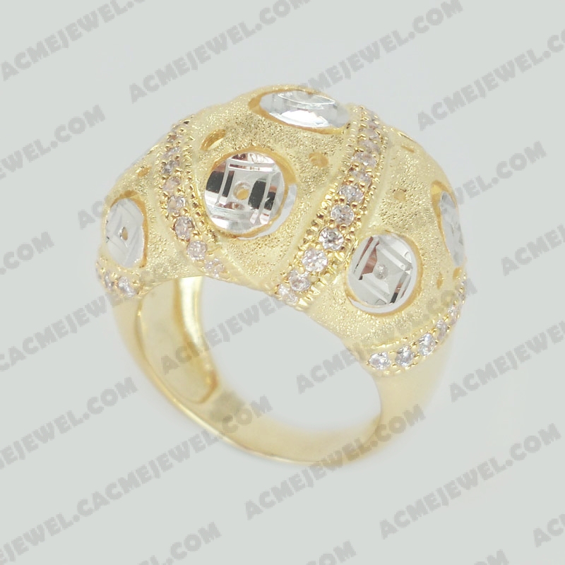 Rings Brass sparkling / pattern engraving / shiny 3-tone(gold  plating(sparkling finishing) / rhodium plating(pattern engraving) / gold plating)