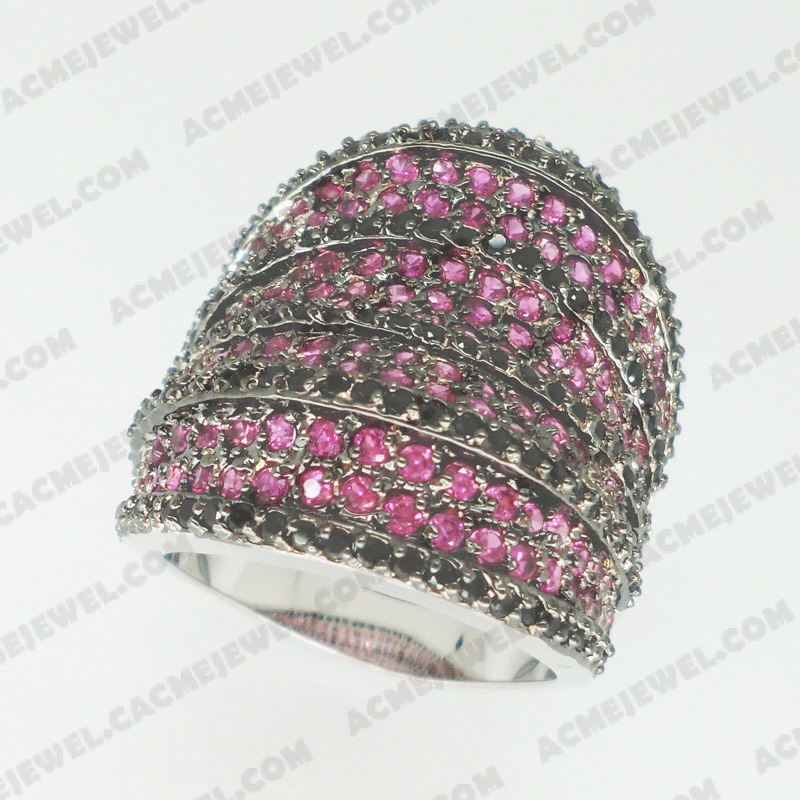 Rings Brass shiny 2-tone(rhodium /black rhodium plating)