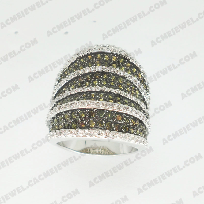 Rings Brass shiny 2-tone(rhodium /black rhodium plating)