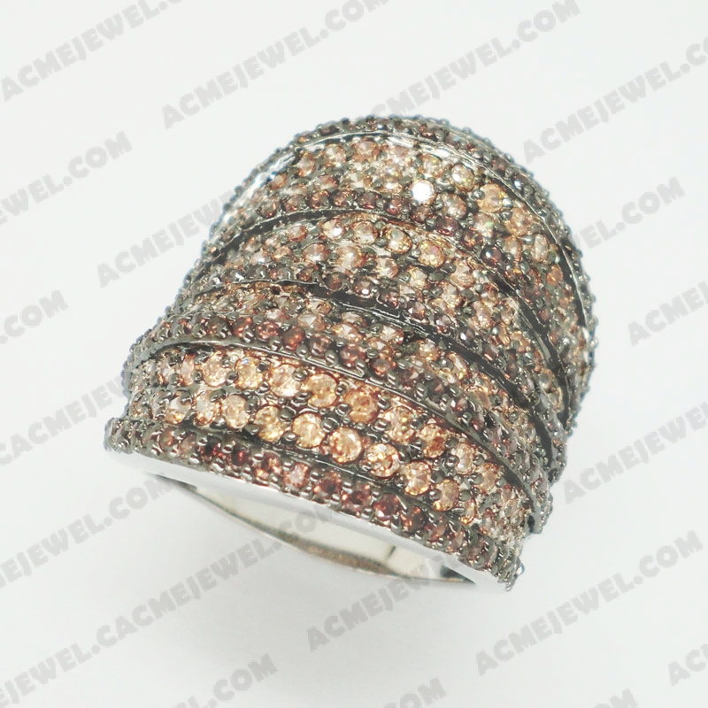 Rings Brass shiny 2-tone(rhodium /black rhodium plating)