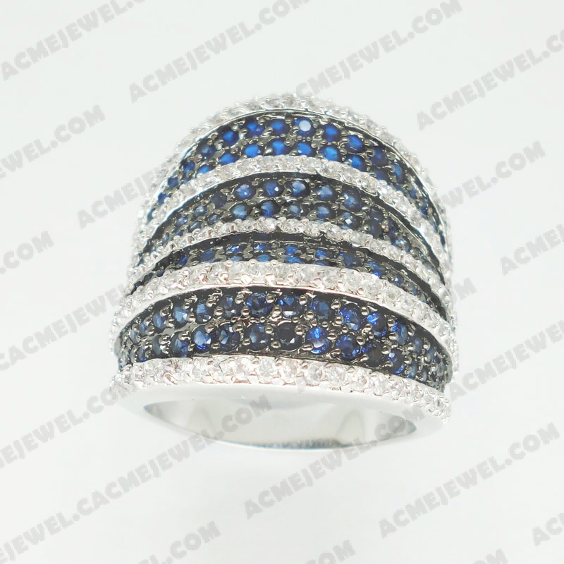Rings Brass shiny 2-tone(rhodium /black rhodium plating)
