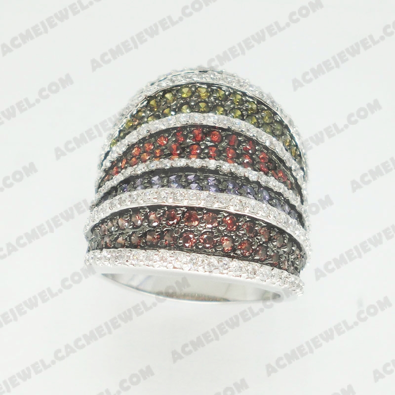 Rings Brass shiny 2-tone(rhodium /black rhodium plating)