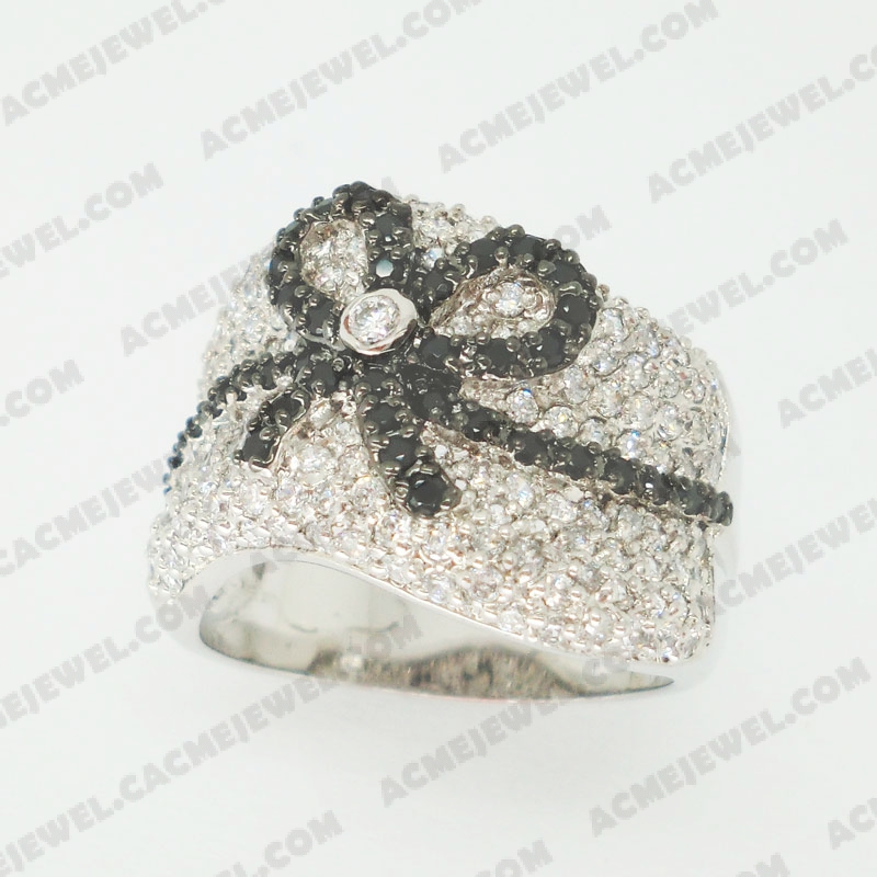 Rings Brass shiny 2-tone(rhodium /black rhodium plating)