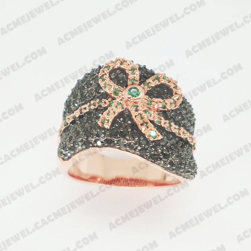 Rings Brass shiny Rose gold plating +black plating 