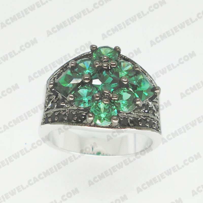 Rings Brass shiny 2-tone(rhodium /black rhodium plating)