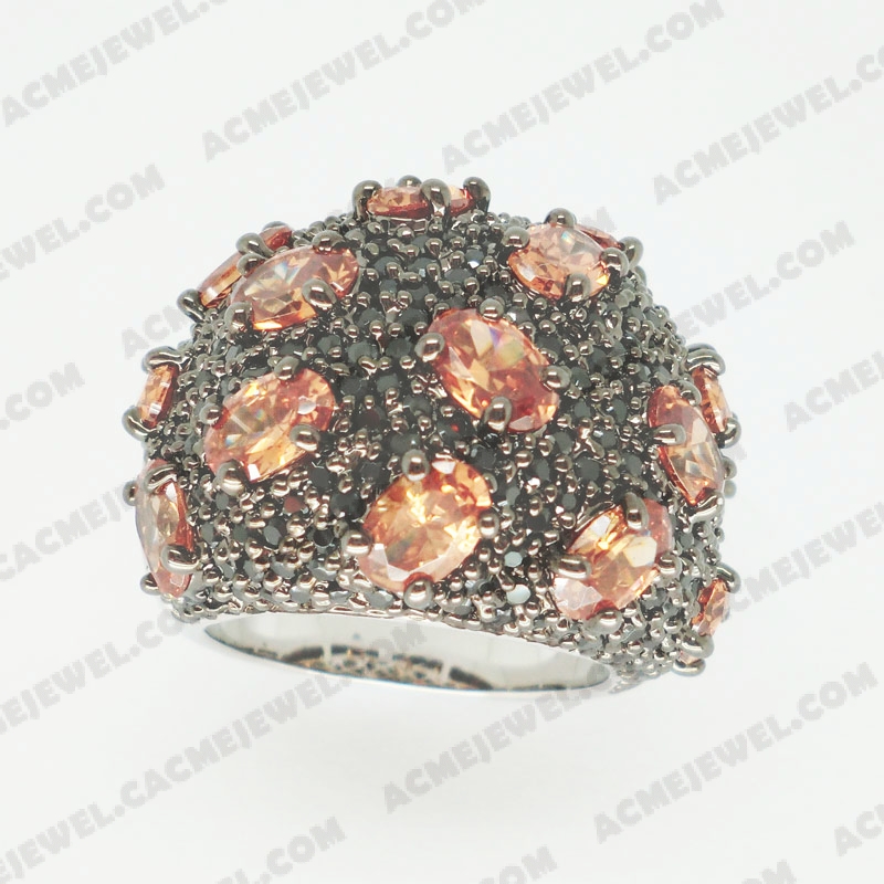 Rings Brass shiny 2-tone(rhodium /black rhodium plating)