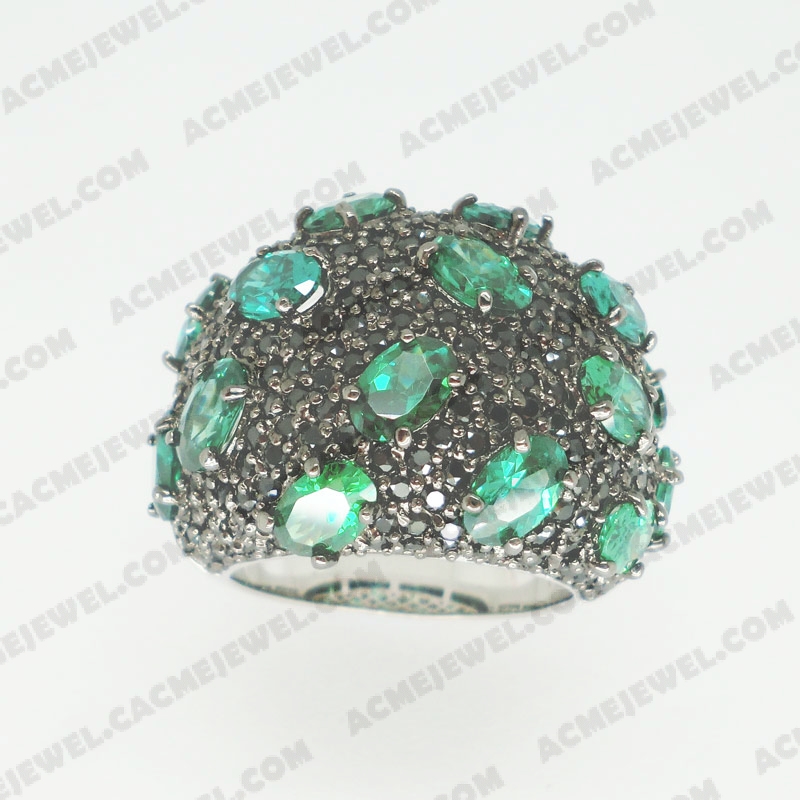 Rings Brass shiny 2-tone(rhodium /black rhodium plating)