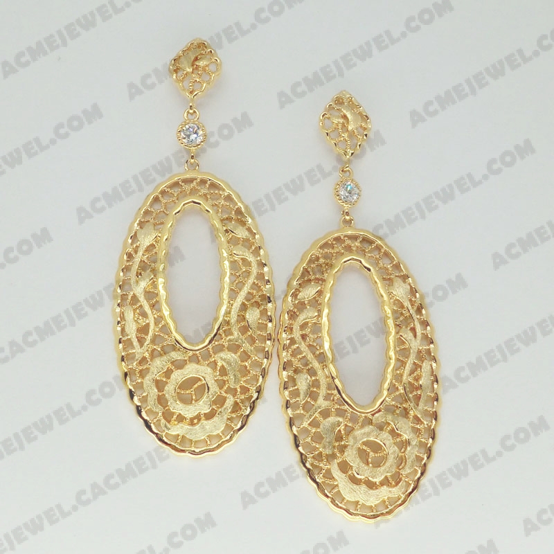 Earrings Brass sand / shiny 2-Tone(Gold plating (Sand finishing)/Gold plating )