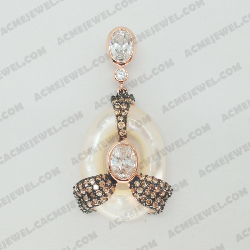 Pendants Brass shiny 2-tone(rose gold / black Rhodium plating)