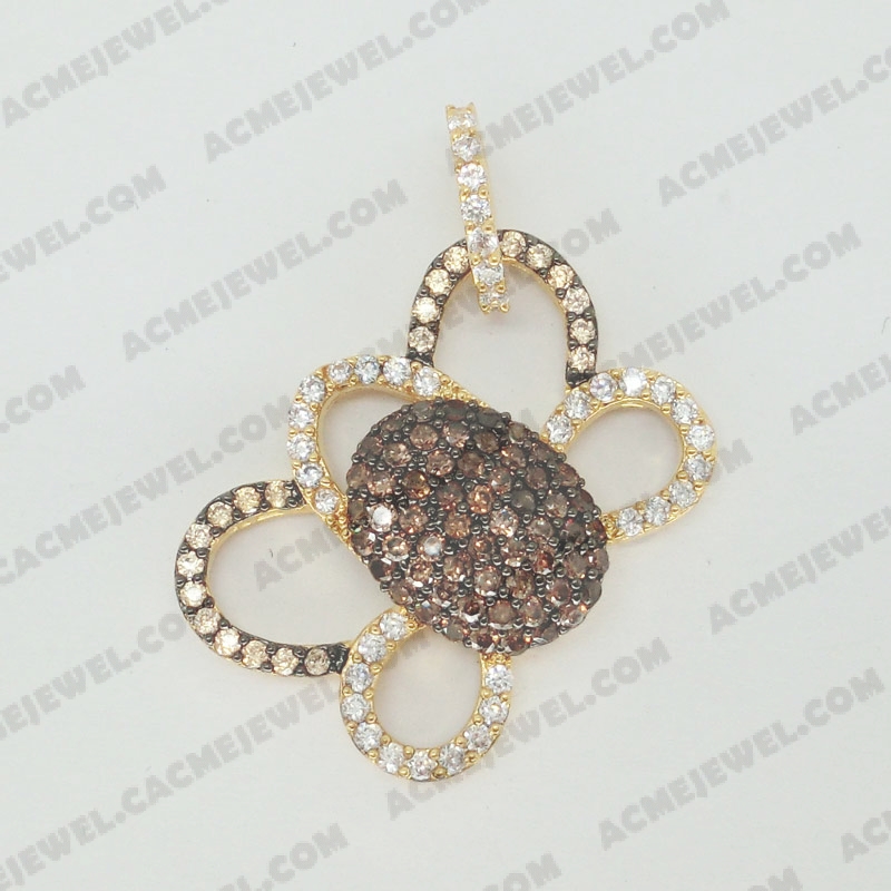 Pendants Brass shiny 2-tone(black rhodium/gold plating)