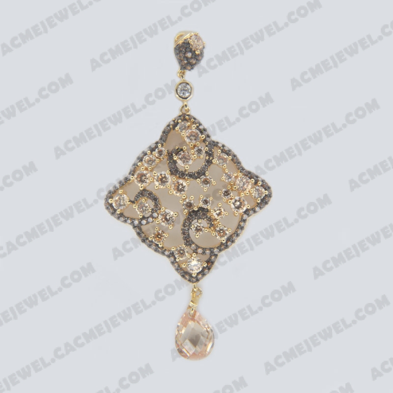 Pendants Brass shiny 2-tone(black rhodium/gold plating)