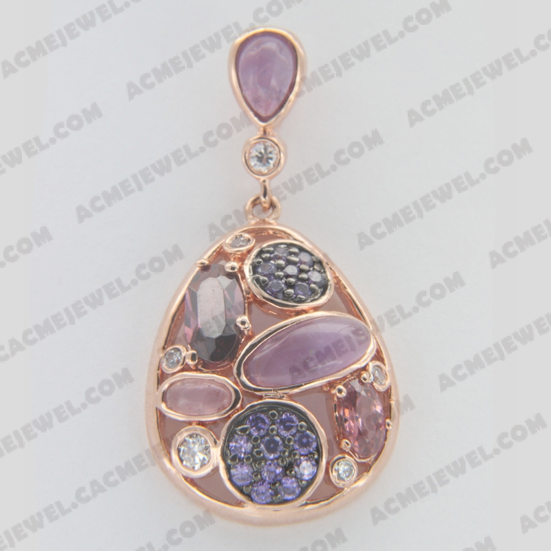 Pendants Brass shiny 2-tone(rose gold / black rhodium plating)