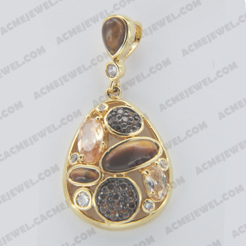 Pendants Brass shiny 2-tone(black rhodium/gold plating)