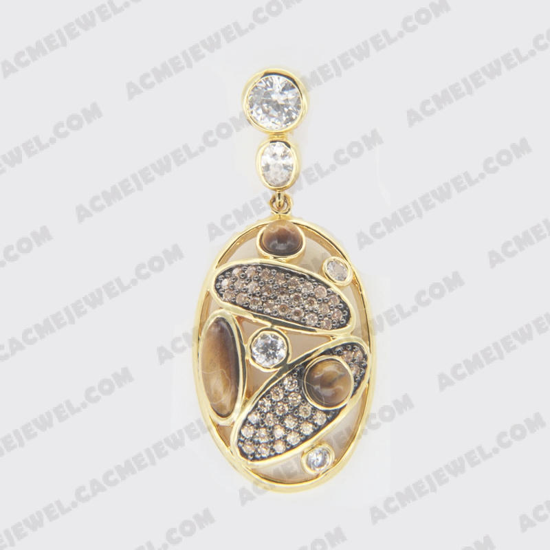 Pendants Brass shiny 2-tone(black rhodium/gold plating)