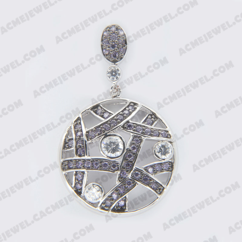 Pendants Brass shiny 2-tone(rhodium / black rhodium plating)