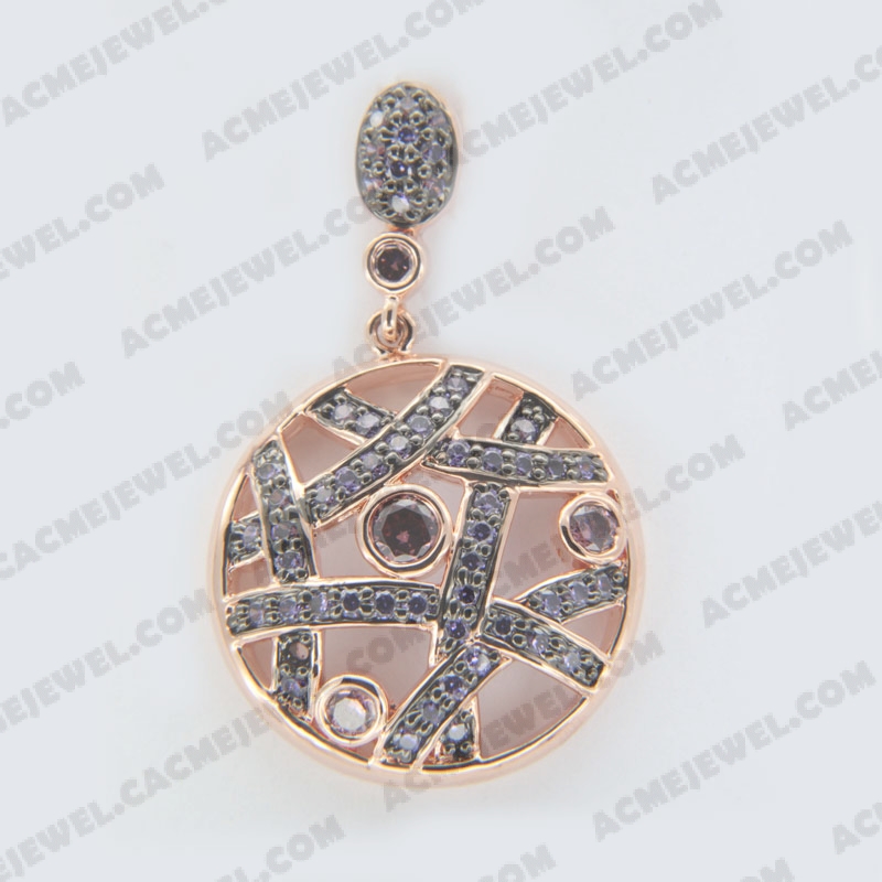 Pendants Brass shiny 2-tone(rose gold / black rhodium plating)