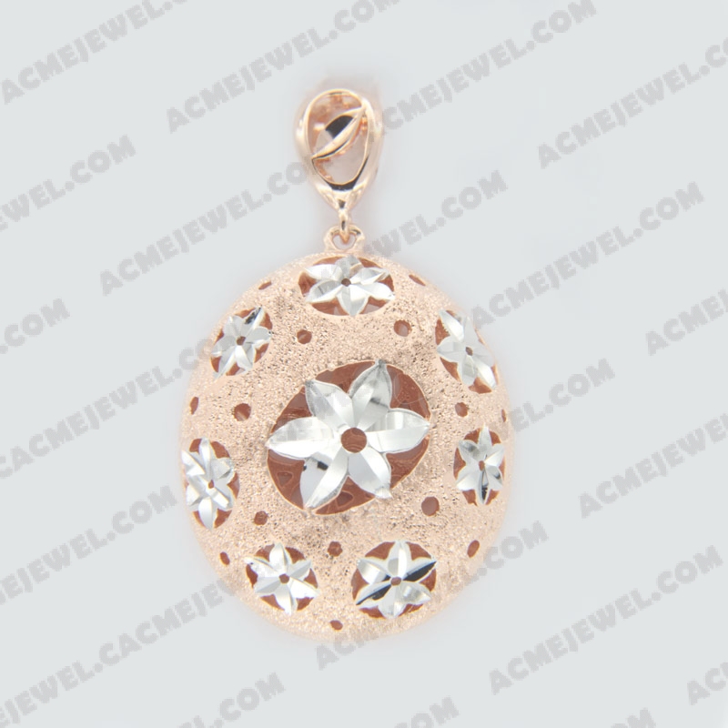 Pendants Brass matt / sparkling / pattern engraving / shiny 3-tone(matt rose gold plating (sparkling finishing) / rhodium plating (pattern engraving) / rose gold plating)