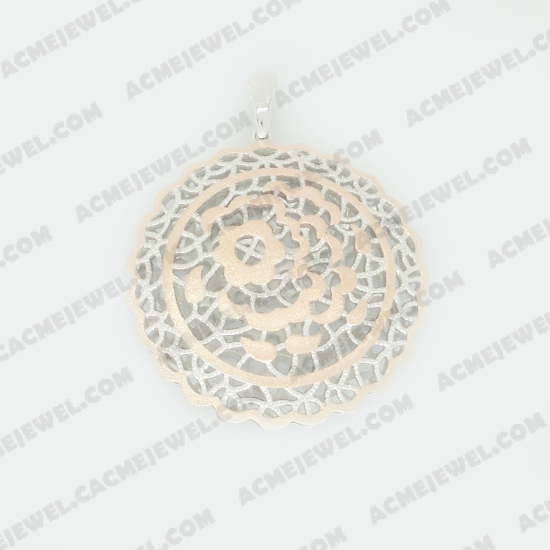 Pendants Brass sand / shiny 2-tone(rose gold plating(sand finishing)/rhodium plating)