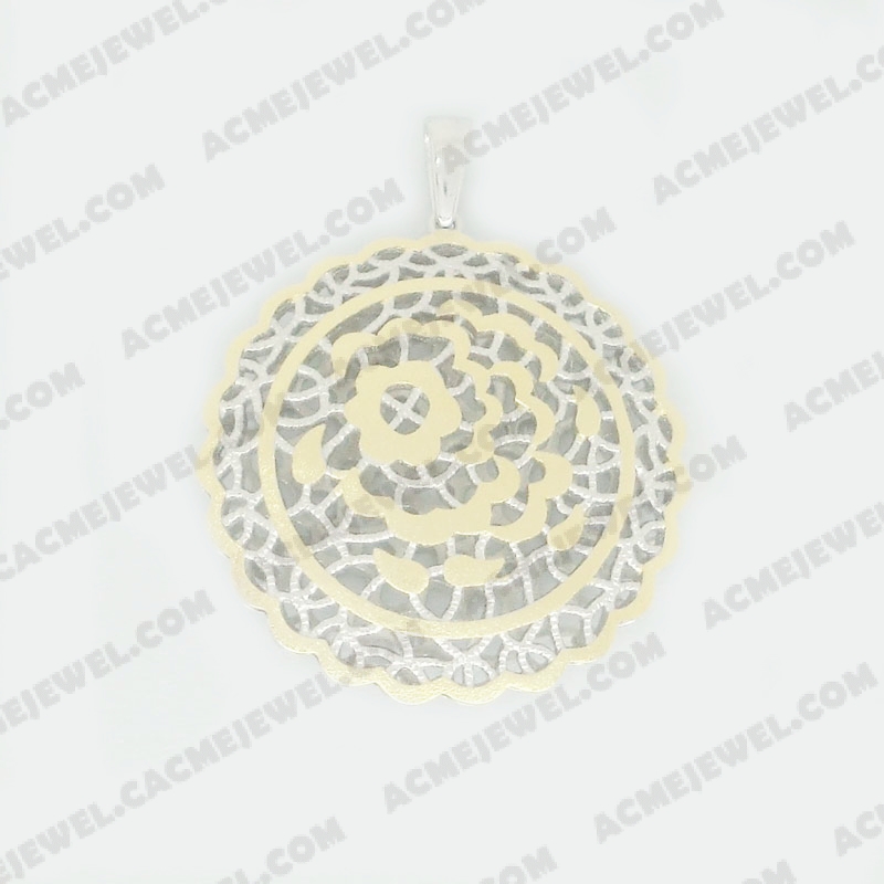Pendants Brass sand / shiny 2-tone(gold plating(sand finishing)/rhodium plating)