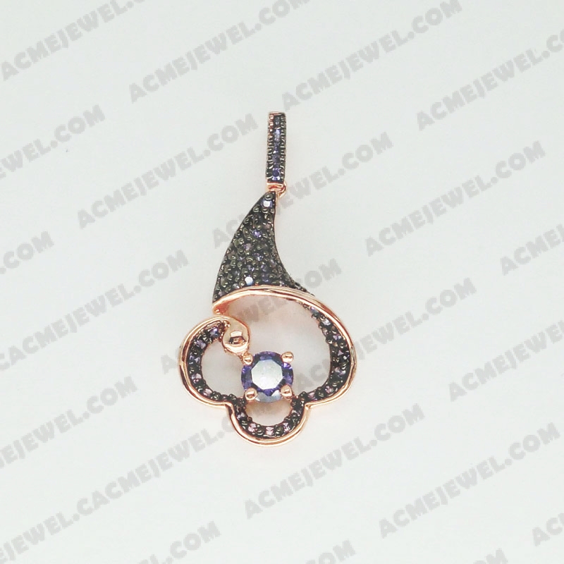 Pendants Brass shiny 2-tone(rose gold / black rhodium plating)