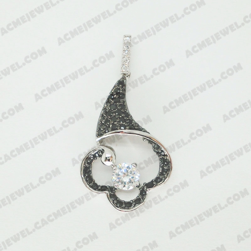 Pendants Brass shiny 2-Tone(Rhodium / Black Rhodium Plating)