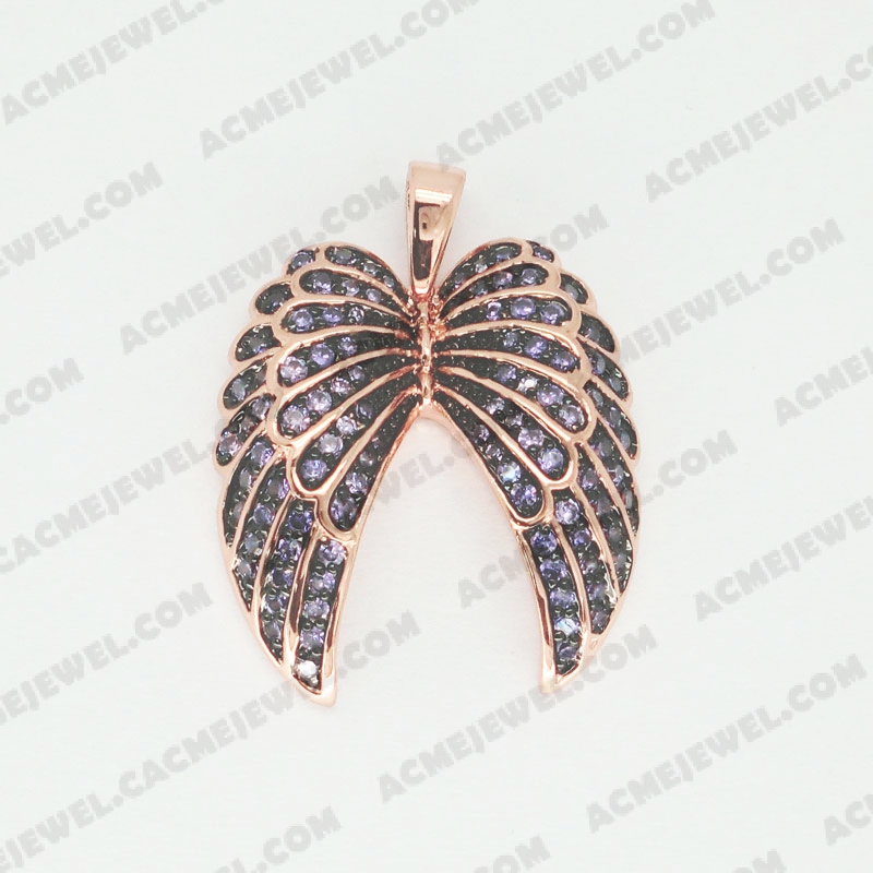 Pendants Brass shiny 3-tone(rhodium plating / white enemal / pink enemal)
